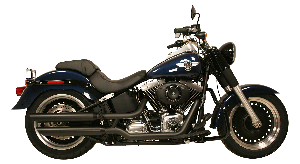 PERFORMANCE SLIP-ON MUFFLERS BLACK FOR 2007-17 DELUXE, CROSS BONES, & FAT BOY S (except 2014-15 CVO Deluxe)