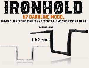 DARKLINE 1.5 CURVE IN MODEL BAR FOR ROAD GLIDE / ROAD KING / DYNA / SOFTAIL & SPORTSTER