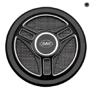 TRI-SPOKE AIR CLEANER REPLACEMENT COVER ONLY IN GLOSS BLACK WITH MACHINED HIGHLIGHTS FOR ALL STEALTH APPLICATIONS