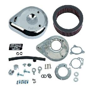 S&S® TEARDROP AIR CLEANER KIT FOR 2008-'16 HD® TOURING STOCK-BORE THROTTLE BY WIRE AND 2016-'17 SOFTAIL® (EXCEPT TRI-GLIDE® & CVO®) MODELS - CHROME