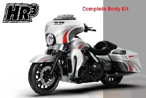 STREET GLIDE CVO 2014-UP COMPLETE BODY KIT CANDY RED / SILVER HONEYCOMB FADE