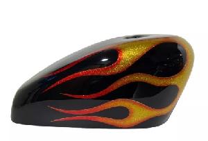 CUSTOM BRIGHT FLAMES MOUTH GAS TANK COVER | HANDMADE FIBERGLASS TANK PROTECTOR FOR SPORTSTER