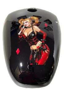 CUSTOM HARLEY QUINN GAS TANK COVER | HANDMADE FIBERGLASS TANK PROTECTOR FOR SPORTSTER