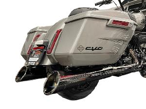 50 CAL - SLIP-ON MUFFLERS SLASH CUT - H-D TOURING -TORCHED CHROME