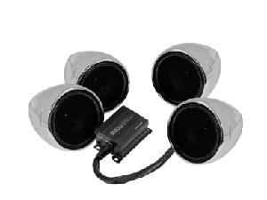 BOSS AUDIO SYSTEMS MOTORCYCLE SPEAKER AMPLIFIER/ BLUETOOTH/ 3IN SPEAKERS PAIR- CHROME
