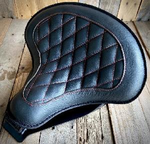 2025+ INDIAN SCOUT BOBBER SEAT SPRING KIT BLACK DIAMOND RED STITCHED 15X14