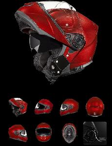 DAYTONA GLIDE MODULAR MOTORCYCLE HELMET - DOT APPROVED, BLUETOOTH READY, DUAL VISOR (BLACK CHERRY)