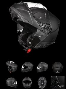 DAYTONA GLIDE MODULAR MOTORCYCLE HELMET - DOT APPROVED, BLUETOOTH READY, DUAL VISOR (DULL BLACK)