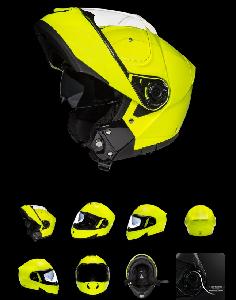 DAYTONA GLIDE MODULAR MOTORCYCLE HELMET - DOT APPROVED, BLUETOOTH READY, DUAL VISOR (FLUORESCENT YELLOW)