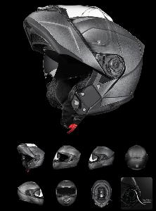 DAYTONA GLIDE MODULAR MOTORCYCLE HELMET - DOT APPROVED, BLUETOOTH READY, DUAL VISOR (GUN METAL GREY METALLIC)
