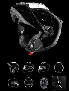 DAYTONA GLIDE MODULAR MOTORCYCLE HELMET - DOT APPROVED, BLUETOOTH READY, DUAL VISOR (HIGLOSS BLACK)