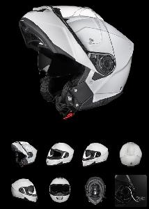 DAYTONA GLIDE MODULAR MOTORCYCLE HELMET - DOT APPROVED, BLUETOOTH READY, DUAL VISOR (HI-GLOSS WHITE)