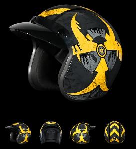 DOT APPROVED DAYTONA CRUISER OPEN FACE MOTORCYCLE HELMET WITH VISOR & GRAPHICS - W/ TOXIC