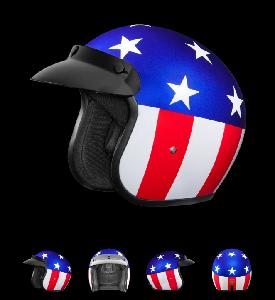 DOT APPROVED DAYTONA CRUISER OPEN FACE MOTORCYCLE HELMET WITH VISOR & GRAPHICS - W/ CAPITAN AMERICA