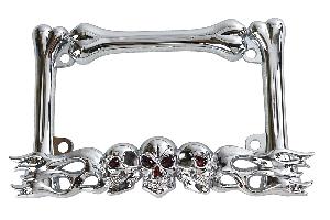 LICENSE PLATE FRAME SKULL & FLAME / IN STOCK