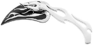 BLACK MIRROR HEAD WITH CHROME FLAMES (PAIR)