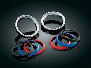 LARGE DELUXE GAUGE BEZELS (INCLUDES 3 COLORED RINGS) PAIR (1 IN STOCK)