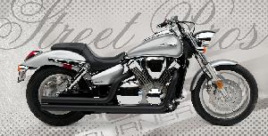 BLACK CERAMIC 2.5 INCH DOUBLE WALL STREET PRO'S FOR HONDA 04-UP VTX1300C 