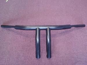 1 1/2 INCH T-BARS GLOSS BLACK W/ 9 INCH RISE/ 9 INCH PULLBACK/ 3 1/2 INCH MOUNTING HOLE SEPERATION FOR KAWASAKI VN 900/ HARLEY 