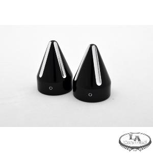 SPIKE CONTRAST CUT BLACK AXLE CAPS FOR HARLEY 