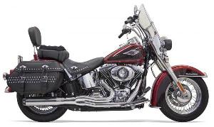 CHROME B1 STYLE SYSTEM WITH BLACK FLUTED END CAPS FOR SOFTAIL 86-17