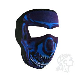 NEOPRENE FACE MASK BLUE CHROME SKULL