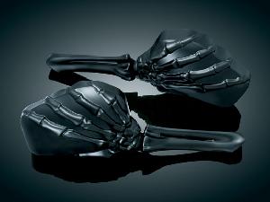 BLACK STEM W/ BLACK HEAD SKELETON MIRRORS (PAIR)