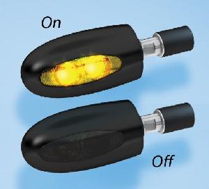 BL1000 DUAL AMBER BAR END INDACATOR W/ SMOKED LENSE BLACK FOR O.5 INCH - 0.95 INCH INSIDE DIAMETER (EACH)