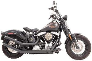 UPSWEEPS WITH STAR END CAP EXHAUST SYSTEM FOR SOFTAIL 86-17 ((CHROME OR BLACK))